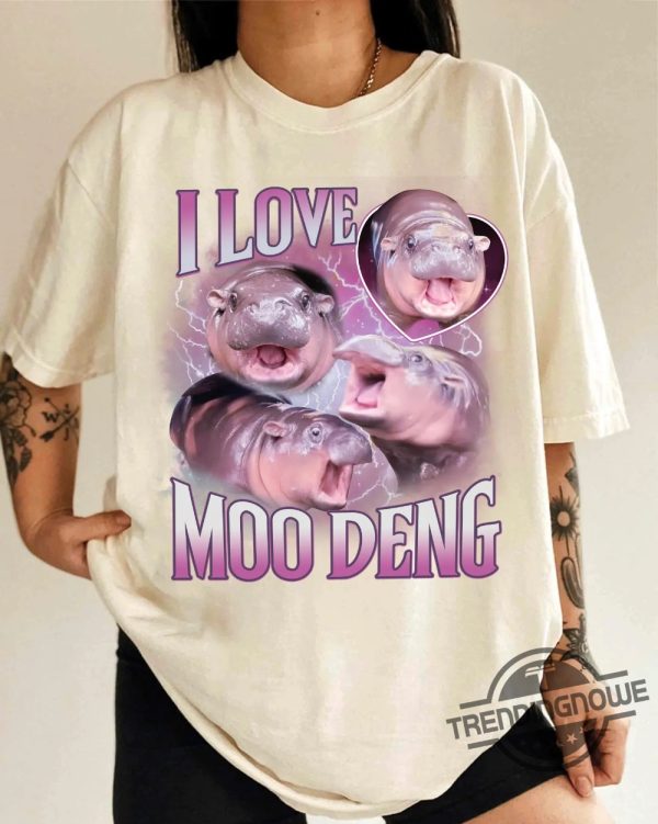 Moo Deng Shirt Hippo Lover Tshirt I Love Moo Deng T Shirt Moo Deng Bootleg Rap Tee Cute Baby Hippo Sweatshirt trendingnowe 3