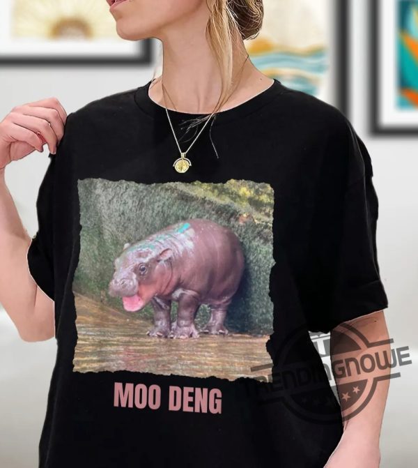 Baby Pygmy Hippo Moo Deng Shirt Moo Deng Bouncy Pig In Thai Picture Shirt Moo Deng Bouncy Pig Tshirt Sweatshirt Hoodie trendingnowe 1