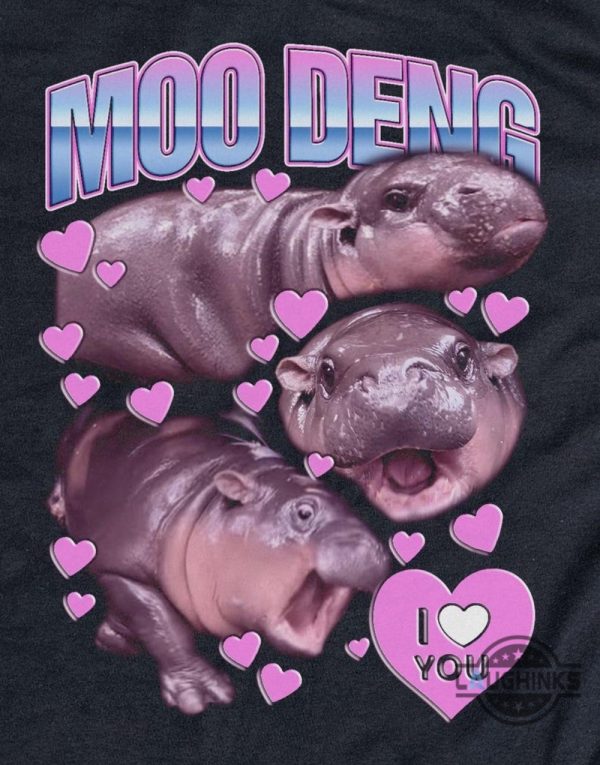 thai baby hippo moo deng i love you shirt i heart you tee