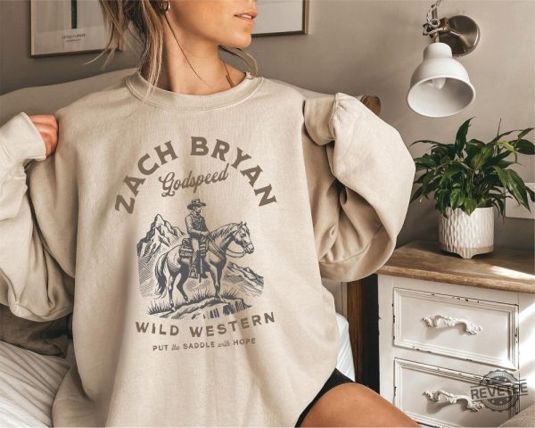 Zach Bryan Shirt Godspeed Wild Western T Shirt Country Music Hoodie Vintage Cowboy Sweatshirt revetee 4