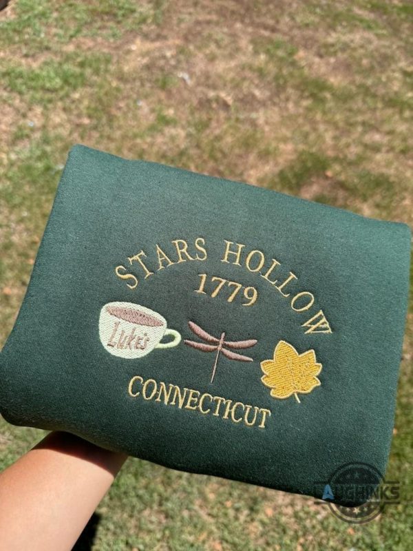 embroidered stars hollow connecticut sweatshirt t shirt hoodie lukes dinner gilmore girl book shirt gift for fan laughinks 2