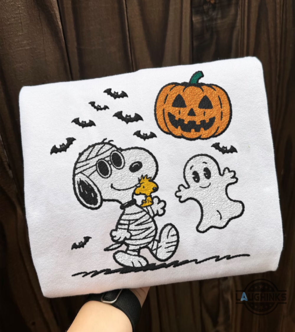 funny mummy snoopy halloween embroidered sweatshirt t shirt hoodie charlie brown embroidery tee laughinks 1