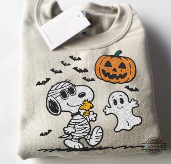 funny mummy snoopy halloween embroidered sweatshirt t shirt hoodie charlie brown embroidery tee laughinks 2