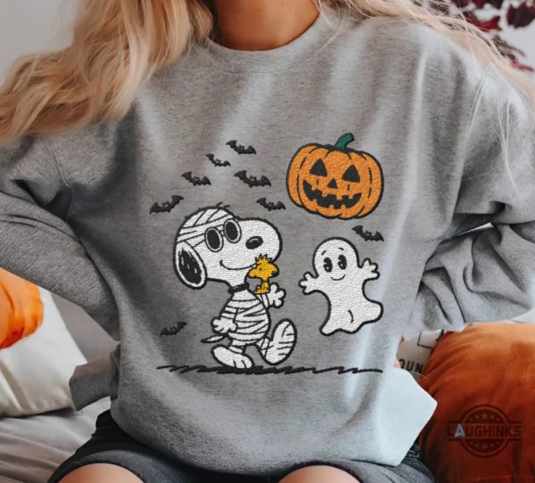 funny mummy snoopy halloween embroidered sweatshirt t shirt hoodie charlie brown embroidery tee laughinks 3