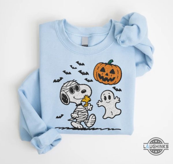 funny mummy snoopy halloween embroidered sweatshirt t shirt hoodie charlie brown embroidery tee laughinks 4