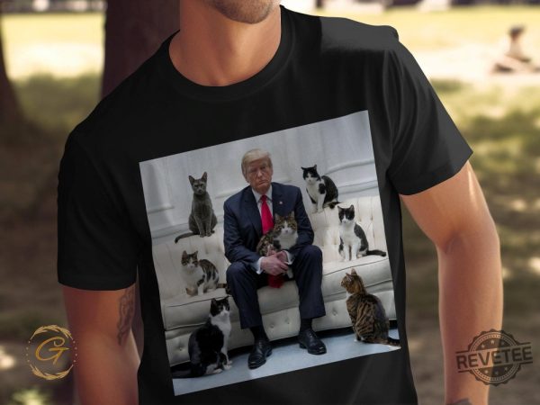 Trump Funny Cat Lover T Shirt Cute Cats On Sofa With Trump Shirt Unique Cat Dad T Shirt revetee 2