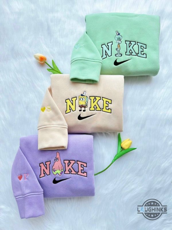 custom spongebob squarepants embroidered hoodie t shirt sweatshirt spongebob nike embroidery design laughinks 2