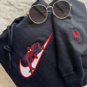 nike spiderman embroidered sweatshirt t shirt hoodie spider man crewneck sweater laughinks 1