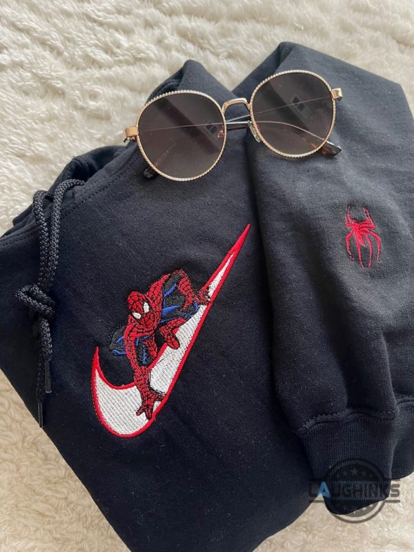 nike spiderman embroidered sweatshirt t shirt hoodie spider man crewneck sweater laughinks 1