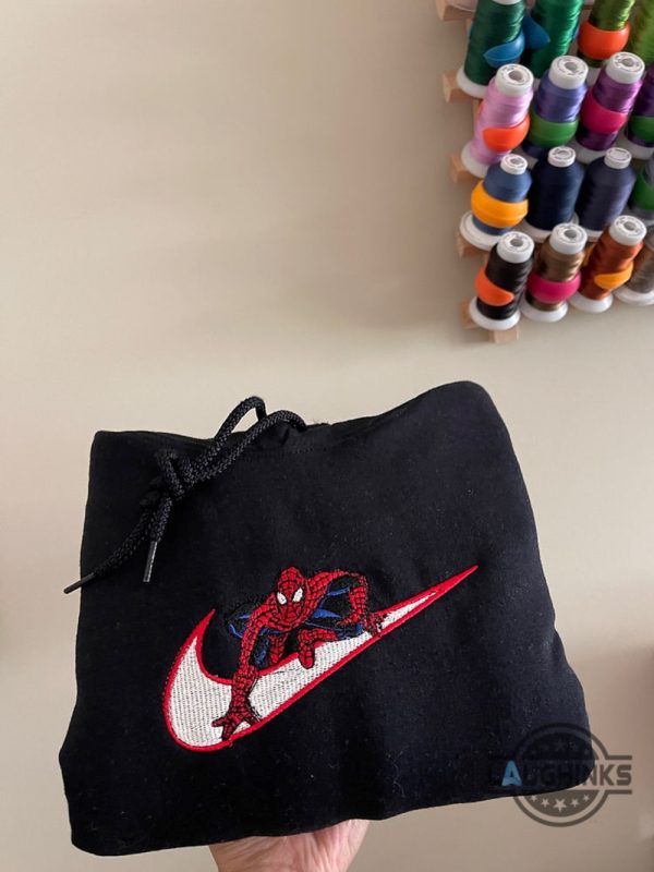 nike spiderman embroidered sweatshirt t shirt hoodie spider man crewneck sweater laughinks 2