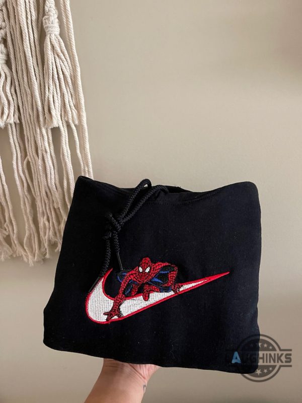 nike spiderman embroidered sweatshirt t shirt hoodie spider man crewneck sweater laughinks 3