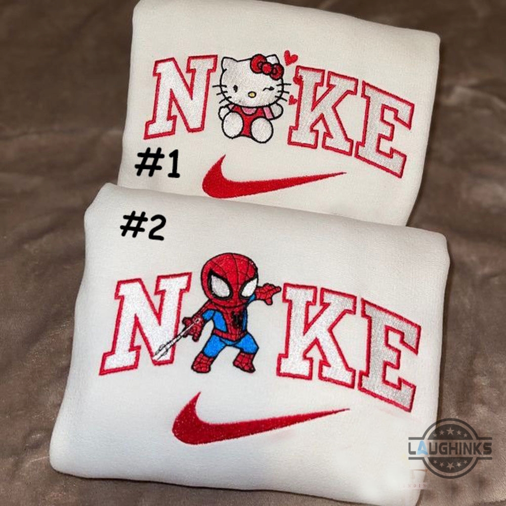 Nike Hello Kitty And Spiderman Embroidered Hoodie Sweatshirt T Shirt