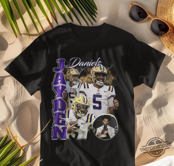 Jayden Daniels T Shirt Jayden Daniels Shirt Retro American Sports Tee Geaux Tigers Hoodie Sweatshirt trendingnowe 1