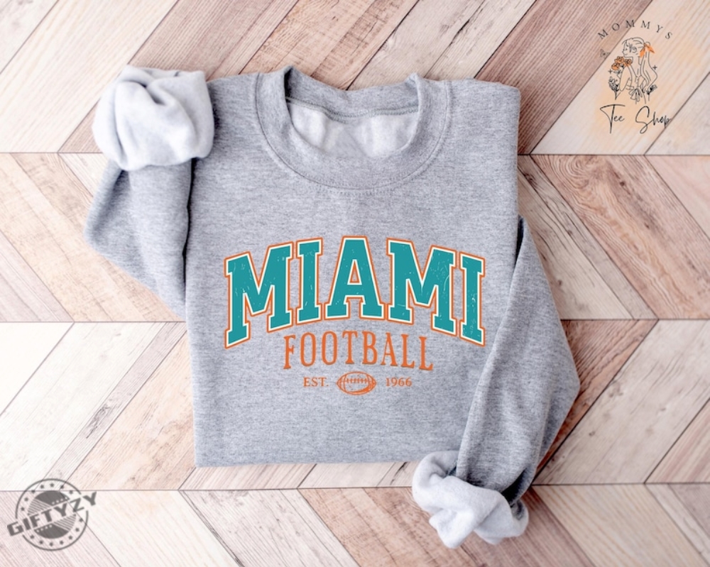 Vintage Miami Football Shirt Dolphins Sweatshirt Miami Football Game Day Hoodie Dolphins Fans Tshirt Miami Football Game Day Shirt