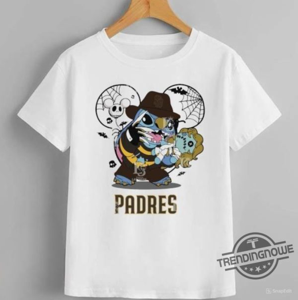 San Diego Padres T Shirt San Diego Padres Stitch Freddy Krueger Halloween Shirt trendingnowe 1