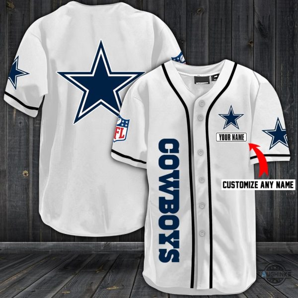 custom nfl dallas cowboys baseball jersey shirt white