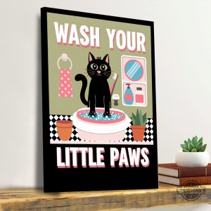 wash your little paws black cat canvas printed poster cute bathroom wash room wall art home decoration laughinks 2