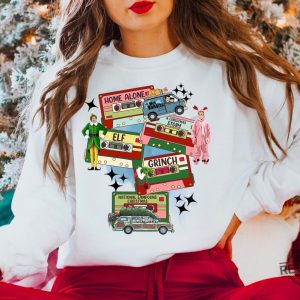 Christmas Music Cassette Tapes Sweatshirt Christmas Songs Shirt Christmas Party Shirt Merry Christmas Shirt revetee 4