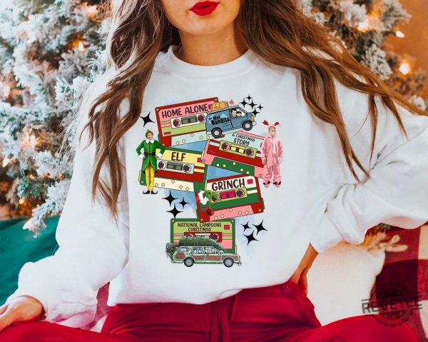 Christmas Music Cassette Tapes Sweatshirt Christmas Songs Shirt Christmas Party Shirt Merry Christmas Shirt revetee 4