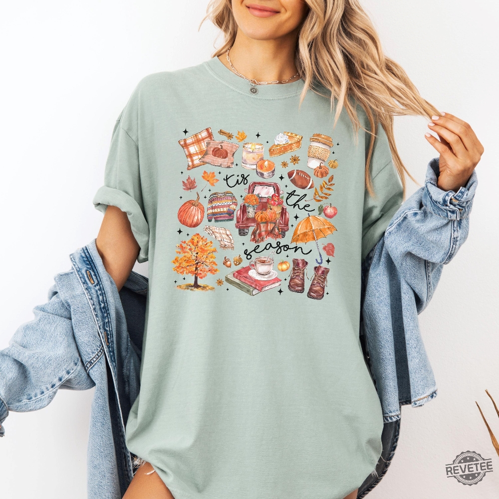 Tis The Season Shirt Fall Football Shirt Pumpkin Season Fall Harvest Shirt Autumn Doodle Shirt