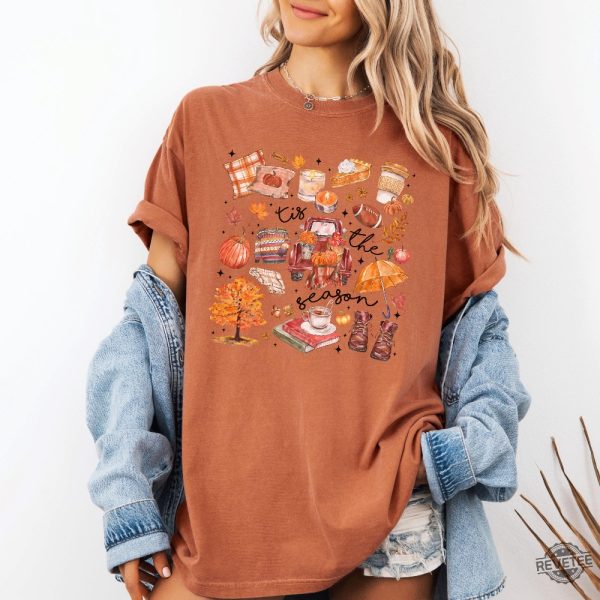 Tis The Season Shirt Fall Football Shirt Pumpkin Season Fall Harvest Shirt Autumn Doodle Shirt revetee 2