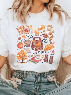 Tis The Season Shirt Fall Football Shirt Pumpkin Season Fall Harvest Shirt Autumn Doodle Shirt revetee 4