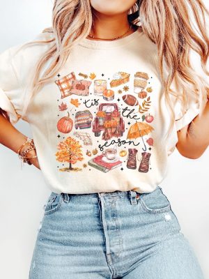 Tis The Season Shirt Fall Football Shirt Pumpkin Season Fall Harvest Shirt Autumn Doodle Shirt revetee 6