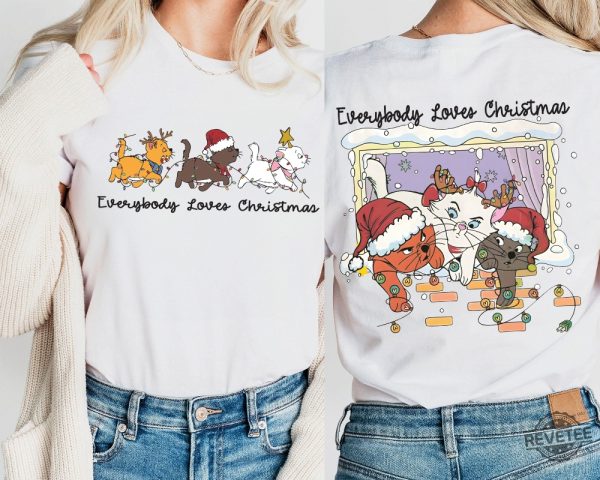 Everybody Loves Christmas Sweatshirt Marie Toulouse Berlioz Christmas Tree Kitten Tee Christmas Squad Shirt revetee 1