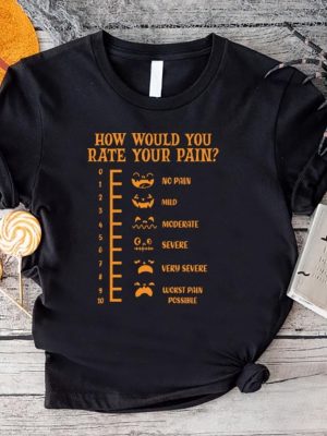 Funny Halloween Nurse Tee How Would You Rate Your Pain Halloween Costume Ideas Womens Halloween Costumes revetee 3