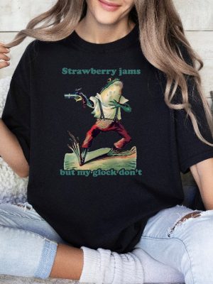 Frog Shirt Strawberry Jams But My Glock Dont Shirt Funny Frog Shirt Meme Shirt Cowboy Frog Shirt revetee 2