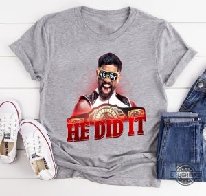 he did it wwe raw shirt jey uso yeet wins intercontinental championship 2024 tee wrestling gift laughinks 2