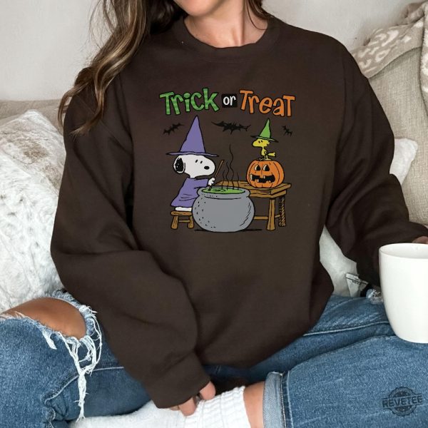 Vintage Halloween Sweatshirt Cute Trick Or Treat Sweater Snoopy Halloween Shirt revetee 1