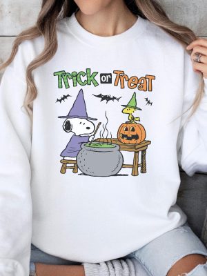 Vintage Halloween Sweatshirt Cute Trick Or Treat Sweater Snoopy Halloween Shirt revetee 2