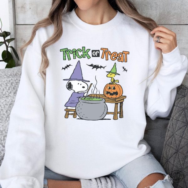 Vintage Halloween Sweatshirt Cute Trick Or Treat Sweater Snoopy Halloween Shirt revetee 2