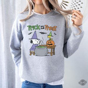 Vintage Halloween Sweatshirt Cute Trick Or Treat Sweater Snoopy Halloween Shirt revetee 3