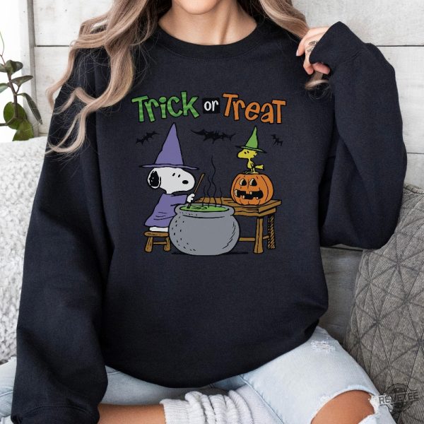 Vintage Halloween Sweatshirt Cute Trick Or Treat Sweater Snoopy Halloween Shirt revetee 4