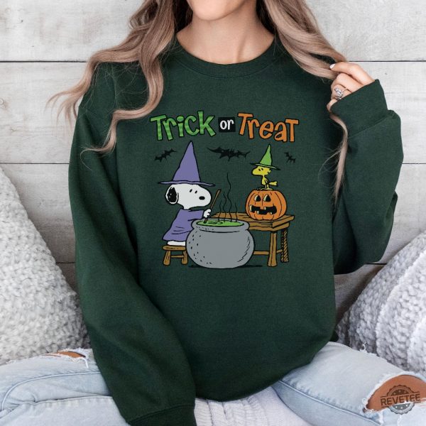 Vintage Halloween Sweatshirt Cute Trick Or Treat Sweater Snoopy Halloween Shirt revetee 6