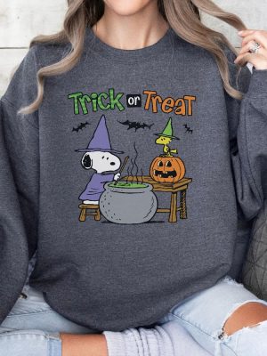 Vintage Halloween Sweatshirt Cute Trick Or Treat Sweater Snoopy Halloween Shirt revetee 7