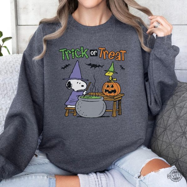 Vintage Halloween Sweatshirt Cute Trick Or Treat Sweater Snoopy Halloween Shirt revetee 7