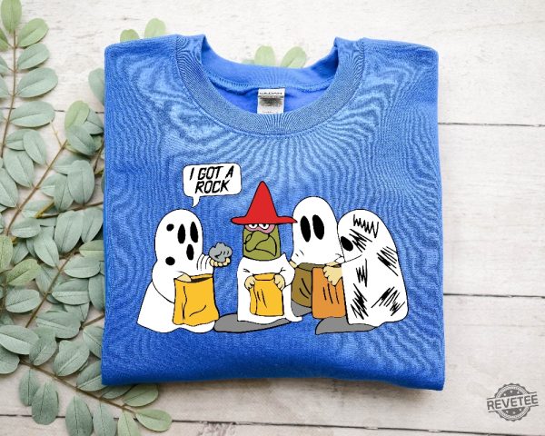 I Got A Rock Sweatshirt Trick Or Treat Sweatshirt Ghost Halloween Sweatshirt Snoopy Halloween Shirt revetee 1