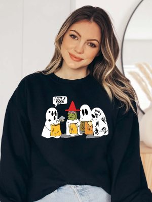 I Got A Rock Sweatshirt Trick Or Treat Sweatshirt Ghost Halloween Sweatshirt Snoopy Halloween Shirt revetee 3