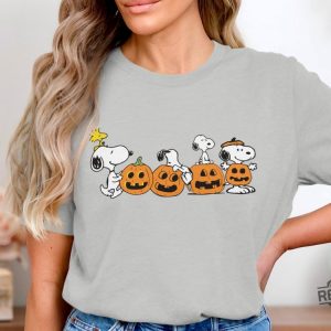 Halloween Snoopy T Shirt Peanuts Comic Strip Shirt Cute Pumpkins Tee Snoopy Halloween Shirt revetee 6