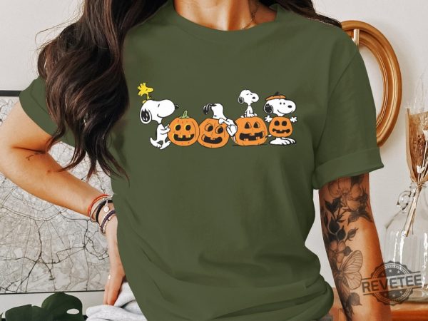 Halloween Snoopy T Shirt Peanuts Comic Strip Shirt Cute Pumpkins Tee Snoopy Halloween Shirt revetee 8