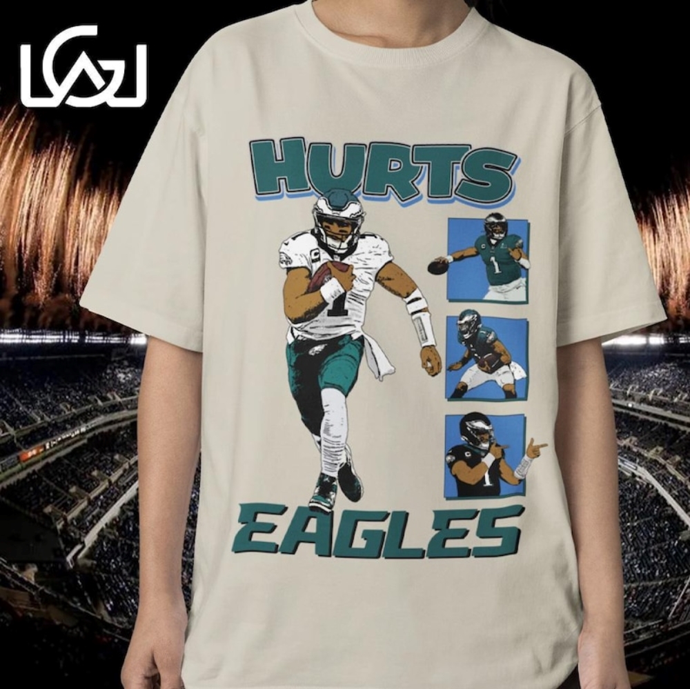 Philadelphia Eagles Shirt Vintage Comic Style Jalen Hurts Eagles Tshirt Retro Nfl Fan Apparel 90S Vintage Hoodie Football Gifts