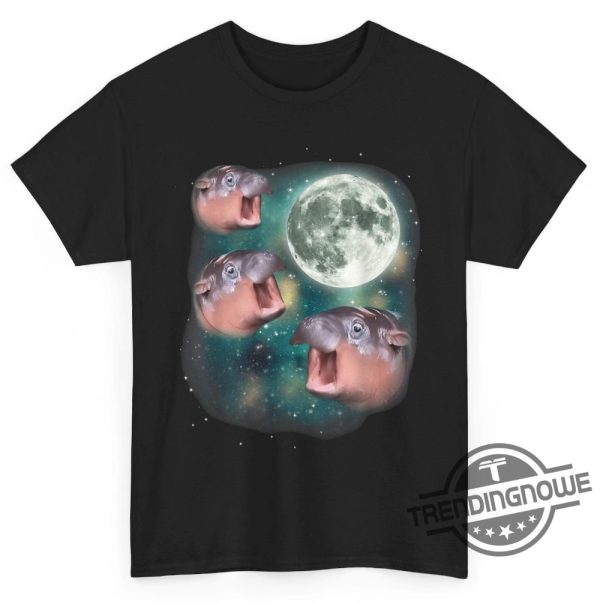 Three Moon Deng Moon Shirt Moo Deng T Shirt Baby Hippo Meme Funny Cute Hippopotamus Animal T Shirt trendingnowe 1