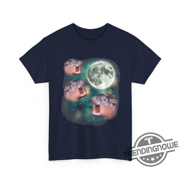 Three Moon Deng Moon Shirt Moo Deng T Shirt Baby Hippo Meme Funny Cute Hippopotamus Animal T Shirt trendingnowe 2