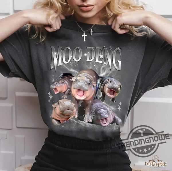 Moo Deng Meme Shirt Moo Deng T Shirt Hippo Cute Moo Deng Funny Tshirt Halloween Gift For Moo Deng Fan Club trendingnowe 3