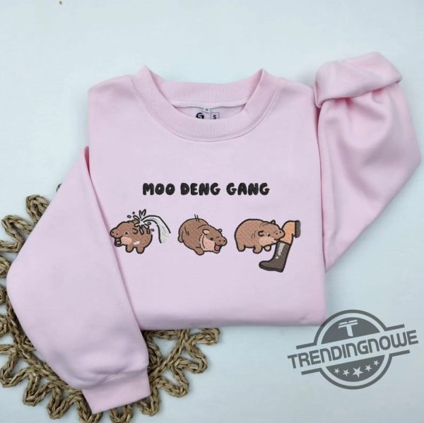 Moo Deng Fan Club Embroidered Sweatshirt Moo Deng T Shirt Hippo Cute Moo Deng Funny Tshirt Halloween Gift For Moo Deng Fan Club trendingnowe 1