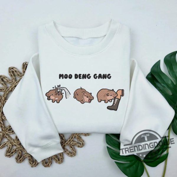 Moo Deng Fan Club Embroidered Sweatshirt Moo Deng T Shirt Hippo Cute Moo Deng Funny Tshirt Halloween Gift For Moo Deng Fan Club trendingnowe 2