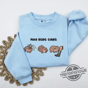 Moo Deng Fan Club Embroidered Sweatshirt Moo Deng T Shirt Hippo Cute Moo Deng Funny Tshirt Halloween Gift For Moo Deng Fan Club trendingnowe 5